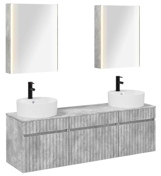 Fürdőszobai Szekrény Szett 5 pcs Betonszürke 53 x 15,5 x 70 cm