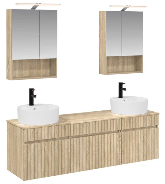 Fürdőszobai Szekrény Szett 5 pcs Sonoma Tölgy 50 x 14,5 x 70 cm