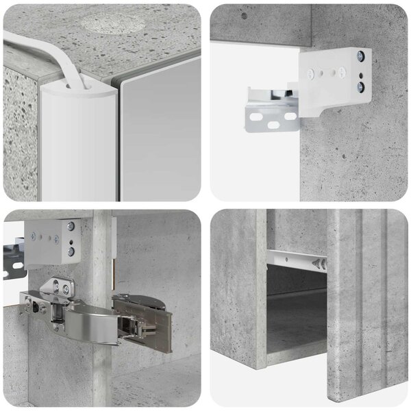 Fürdőszobai Szekrény Szett 4 pcs Betonszürke