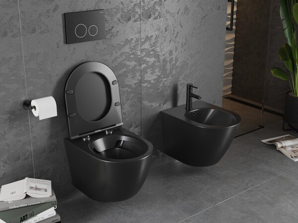 Mexen Lena wc csésze perem nélküli, fekete matt - 3322XX85