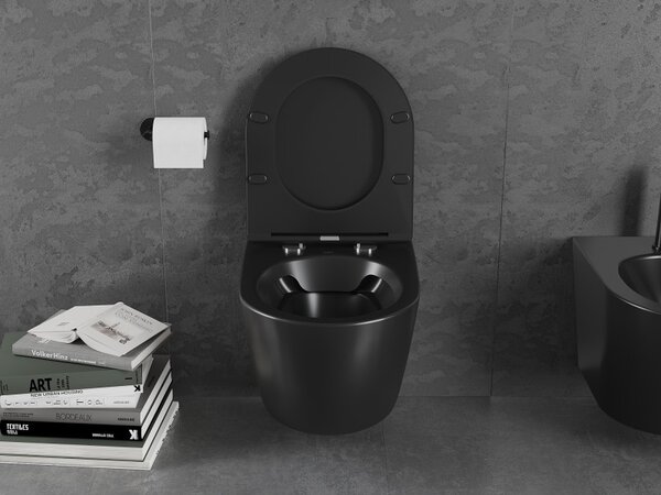 Mexen Lena wc csésze perem nélküli, fekete matt - 3322XX85