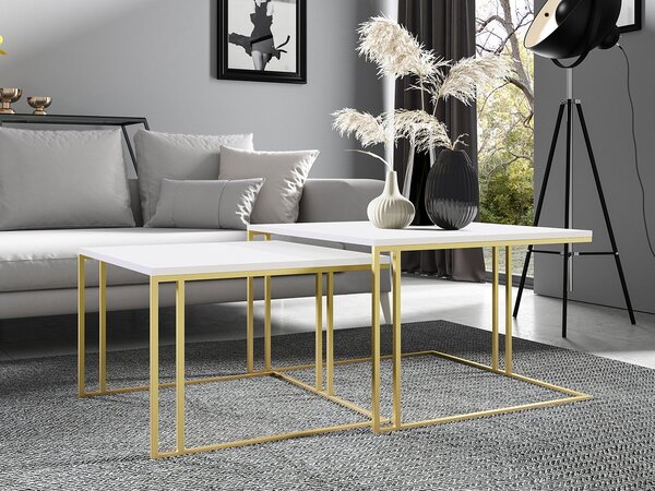 Dohányzóasztal szett (2 db.) Froyd Gold (arany + sarkvidéki fehér)