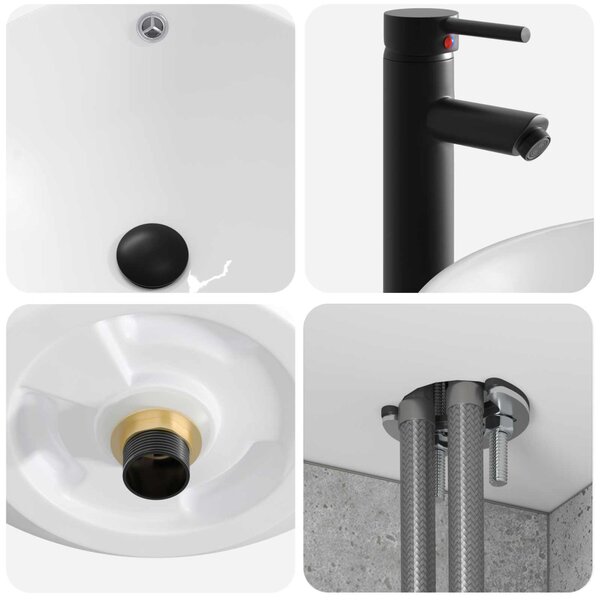 Fürdőszoba bútor szett 4 pcs Betonszürke Szerelt fa és Üveg