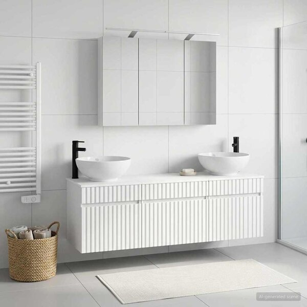 Fürdőszobai Szekrény Szett 4 pcs Fehér 100 x 14,5 x 70 cm