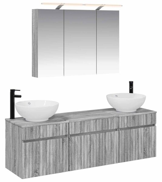 Fürdőszobai Szekrény Szett 4 pcs Szürke Sonoma