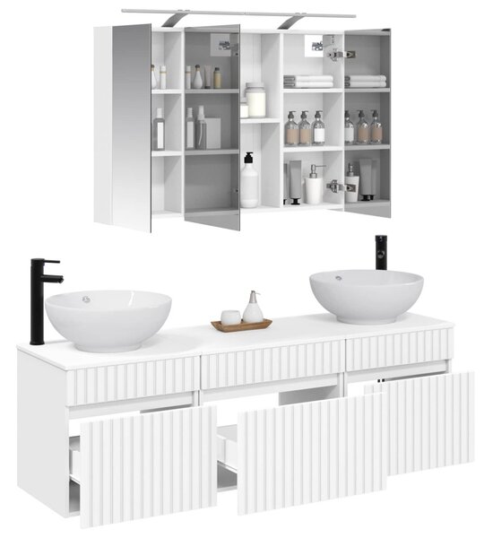 Fürdőszobai Szekrény Szett 4 pcs Fehér 100 x 14,5 x 70 cm