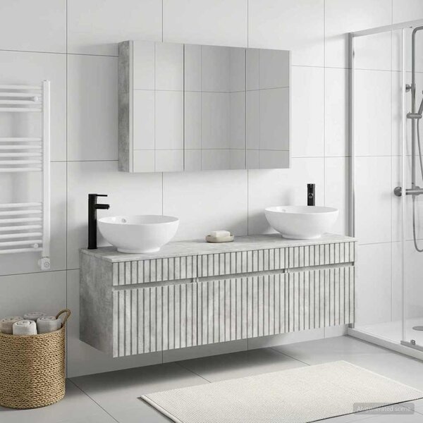 Fürdőszobai Szekrény Szett 4 pcs Betonszürke