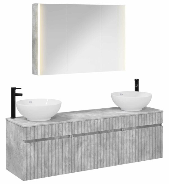 Fürdőszobai Szekrény Szett 4 pcs Betonszürke