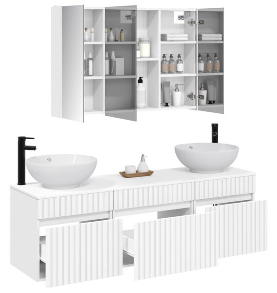 Fürdőszobai Szekrény Szett 4 pcs Fehér 103,5 x 15,5 x 70 cm