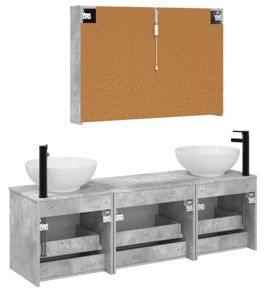 Fürdőszobai Szekrény Szett 4 pcs Betonszürke