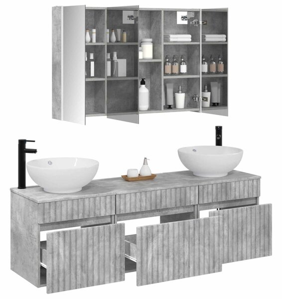 Fürdőszobai Szekrény Szett 4 pcs Betonszürke