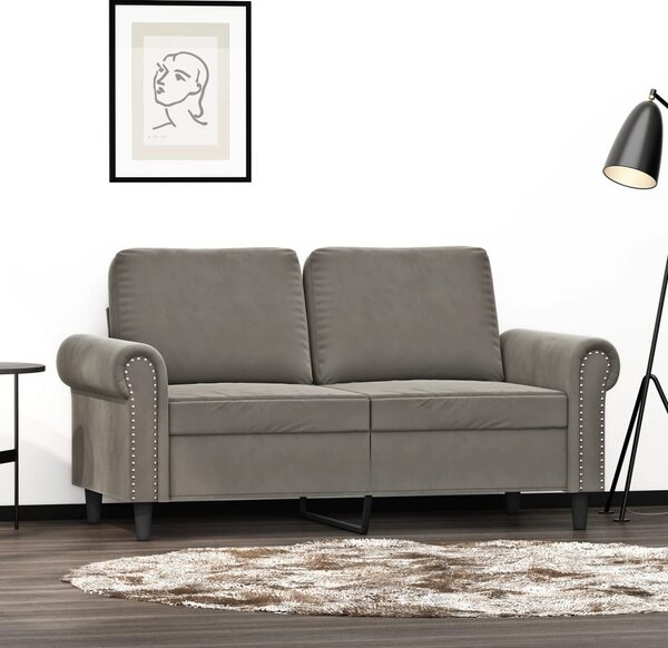 Kétszemélyes világosszürke bársony kanapé 120 cm