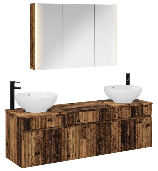 Fürdőszobai Szekrény Szett 4 pcs Antik Fa 103,5 x 15,5 x 70 cm