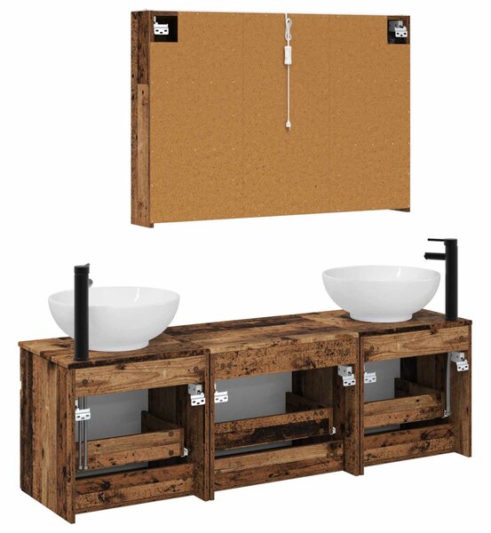 Fürdőszobai Szekrény Szett 4 pcs Antik Fa 103,5 x 15,5 x 70 cm