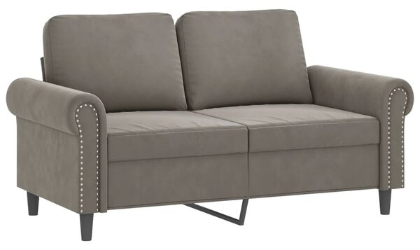Kétszemélyes világosszürke bársony kanapé 120 cm