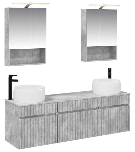Fürdőszobai Szekrény Szett 5 pcs Betonszürke 50 x 14,5 x 70 cm