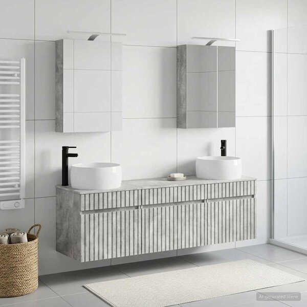 Fürdőszobai Szekrény Szett 5 pcs Betonszürke 50 x 14,5 x 70 cm