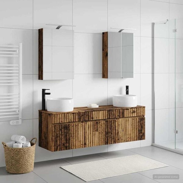 Fürdőszobai Szekrény Szett 5 pcs Antik Fa 50 x 14,5 x 70 cm