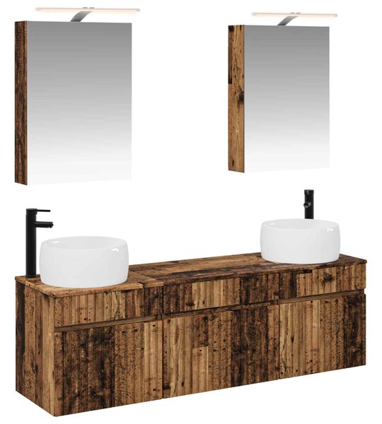 Fürdőszobai Szekrény Szett 5 pcs Antik Fa 50 x 14,5 x 70 cm