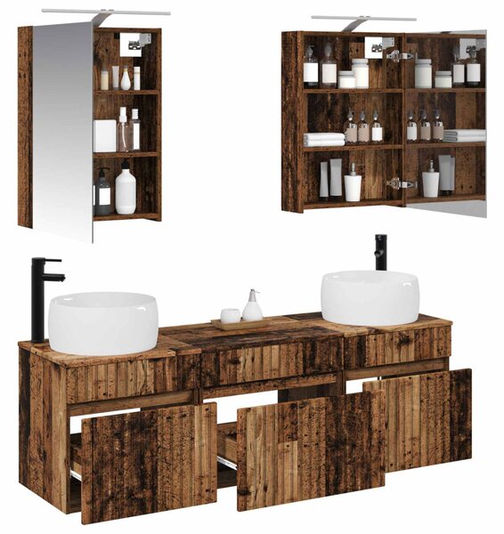 Fürdőszobai Szekrény Szett 5 pcs Antik Fa 50 x 14,5 x 70 cm