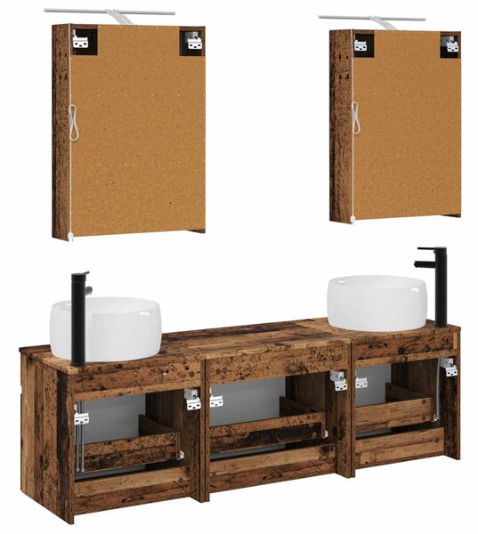 Fürdőszobai Szekrény Szett 5 pcs Antik Fa 50 x 14,5 x 70 cm
