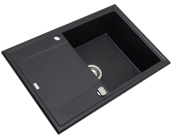 Laveo Megalo, konyhai gránit mosogató 790x490x230 mm, fekete, LAV-SBE_711T