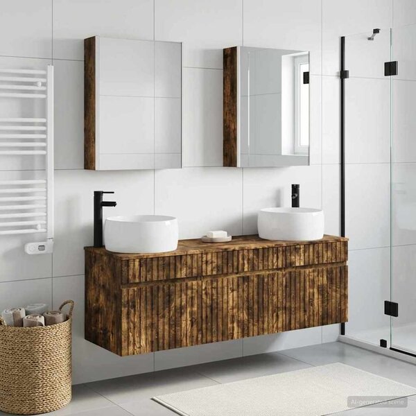 Fürdőszobai Szekrény Szett 5 pcs Füstös Tölgy 53 x 15,5 x 70 cm