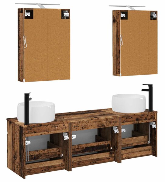 Fürdőszobai Szekrény Szett 5 pcs Antik Fa 50 x 14,5 x 70 cm
