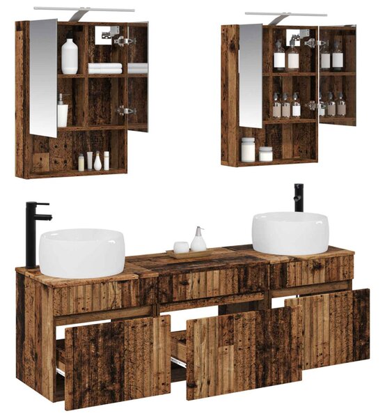 Fürdőszobai Szekrény Szett 5 pcs Antik Fa 50 x 14,5 x 70 cm