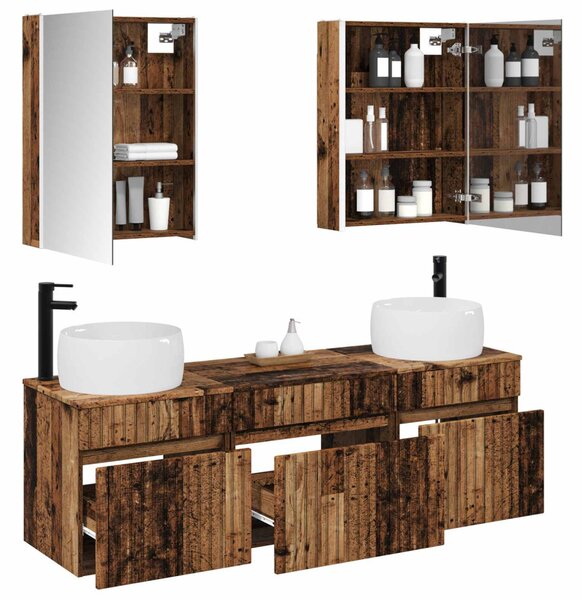 Fürdőszobai Szekrény Szett 5 pcs Antik Fa 53 x 15,5 x 70 cm