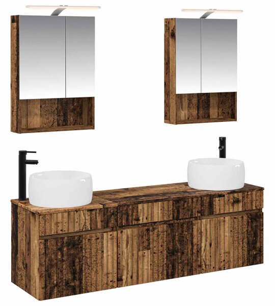 Fürdőszobai Szekrény Szett 5 pcs Antik Fa 50 x 14,5 x 70 cm