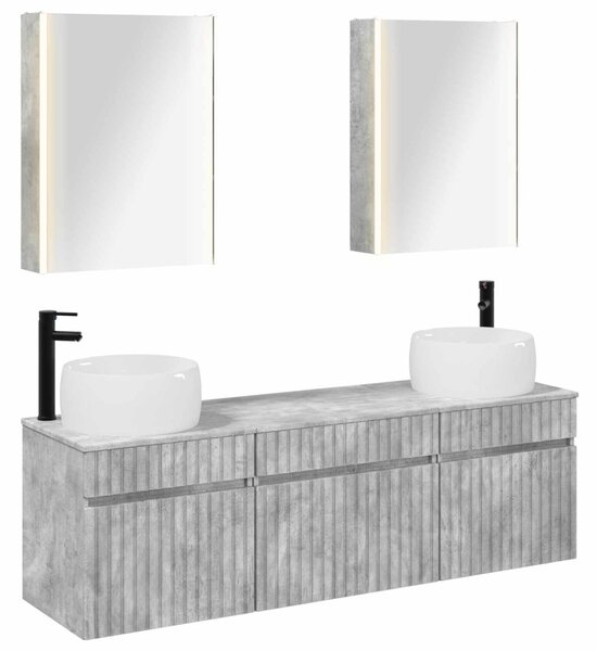 Fürdőszobai Szekrény Szett 5 pcs Betonszürke 53 x 15,5 x 70 cm