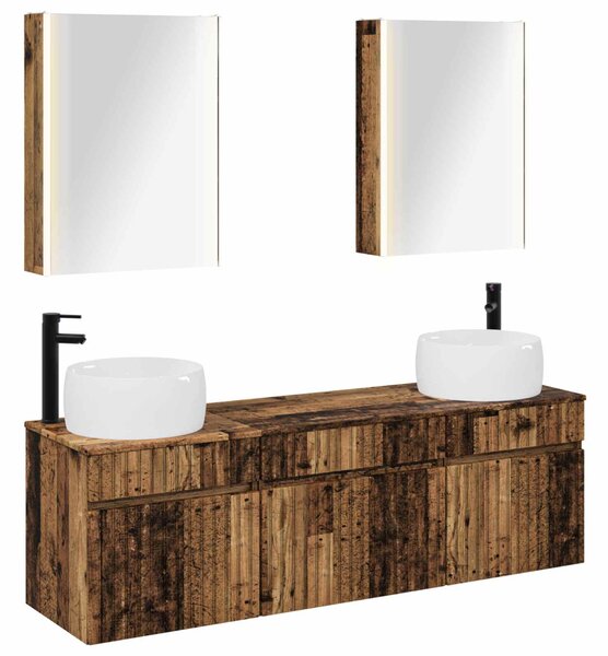 Fürdőszobai Szekrény Szett 5 pcs Antik Fa 53 x 15,5 x 70 cm
