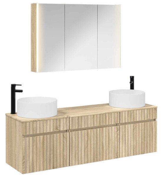 Fürdőszobai Szekrény Szett 4 pcs Sonoma Tölgy