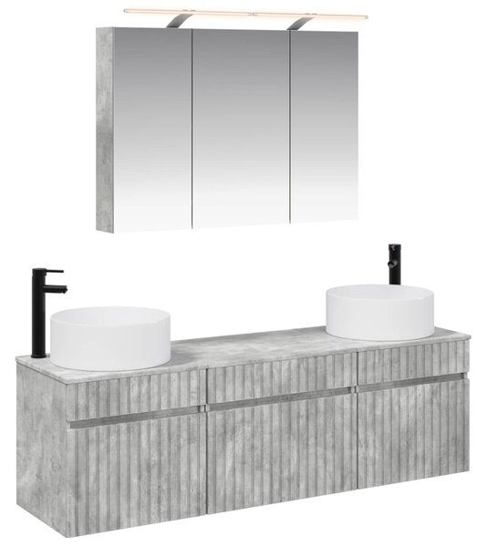 Fürdőszobai Szekrény Szett 4 pcs Betonszürke 100 x 14,5 x 70 cm