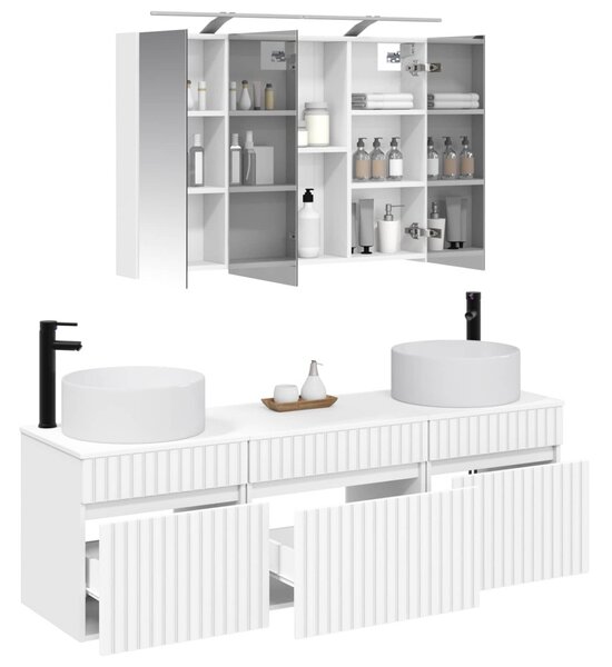 Fürdőszobai Szekrény Szett 4 pcs Fehér 100 x 14,5 x 70 cm