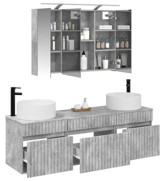 Fürdőszobai Szekrény Szett 4 pcs Betonszürke 100 x 14,5 x 70 cm