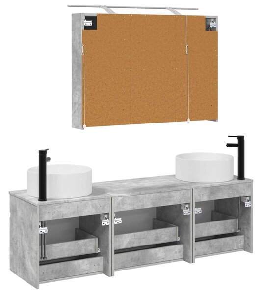 Fürdőszobai Szekrény Szett 4 pcs Betonszürke 100 x 14,5 x 70 cm
