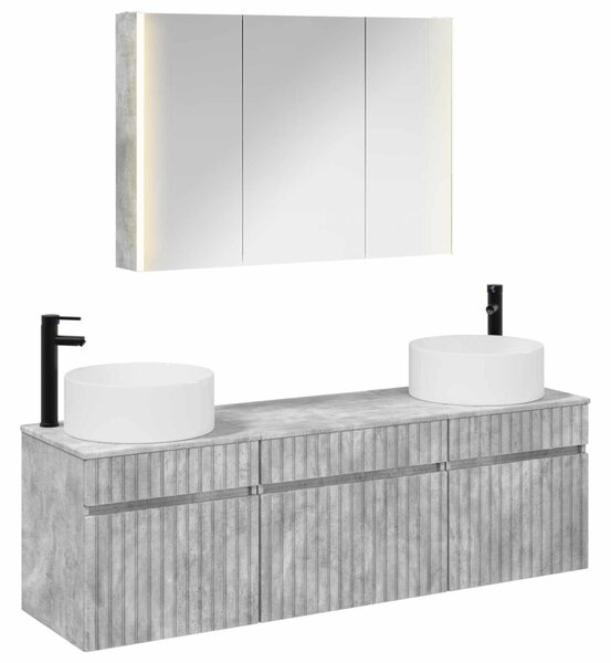 Fürdőszobai Szekrény Szett 4 pcs Betonszürke