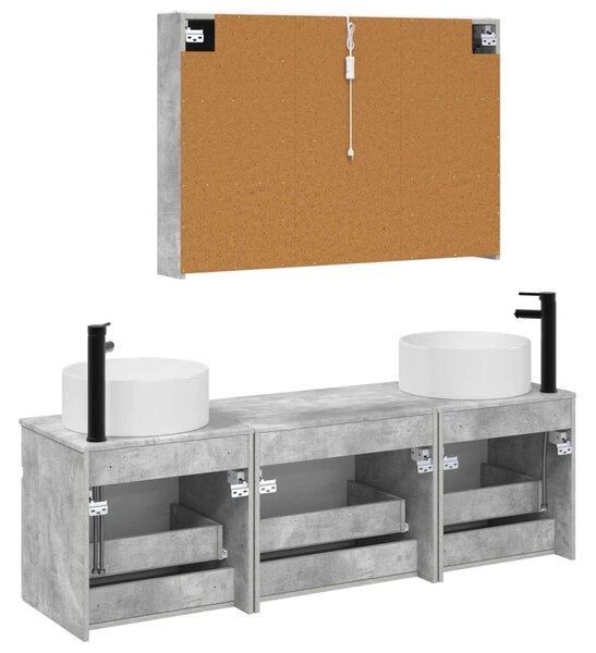 Fürdőszobai Szekrény Szett 4 pcs Betonszürke