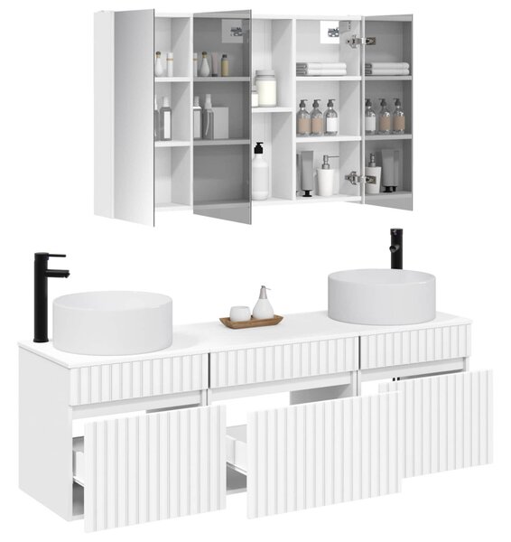 Fürdőszobai Szekrény Szett 4 pcs Fehér 103,5 x 15,5 x 70 cm