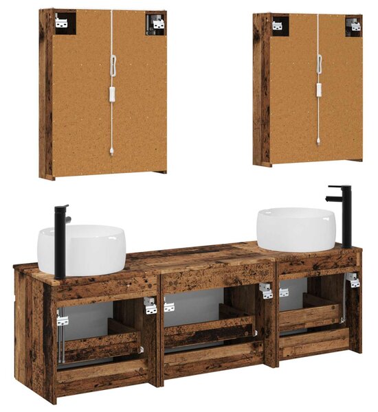 Fürdőszobai Szekrény Szett 5 pcs Antik Fa 53 x 15,5 x 70 cm