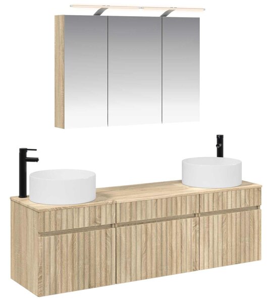 Fürdőszobai Szekrény Szett 4 pcs Sonoma Tölgy