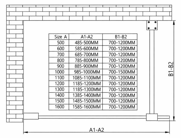 Erga Paris, Beépíthető zuhanykabin 60x200 cm, fekete keretben, 8 mm-es átlátszó üveg, fekete profil, ERG-V02-PARIS-060x200-BF