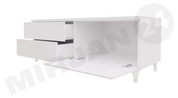 TV asztal szett (2 db.) Clea XI W Double (fehér + fényes fehér) (kék LED világítással)