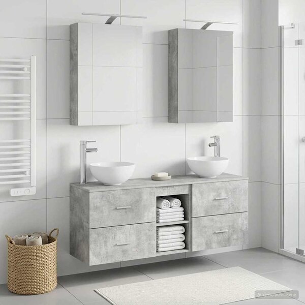Fürdőszobai Szekrény Szett 5 pcs Betonszürke 50 x 14,5 x 70 cm