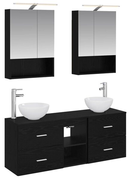 Fürdőszobai Szekrény Szett 5 pcs Fekete Tölgy 50 x 14,5 x 70 cm