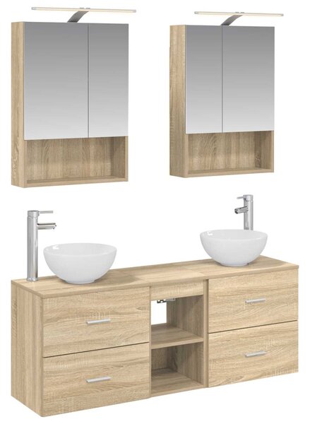 Fürdőszobai Szekrény Szett 5 pcs Sonoma Tölgy 50 x 14,5 x 70 cm