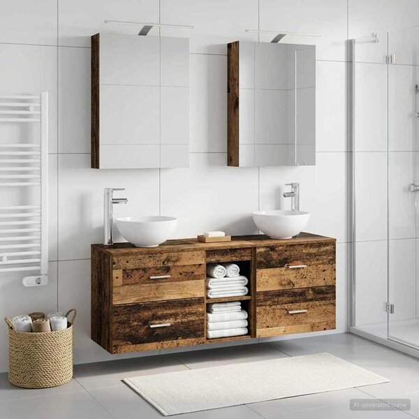 Fürdőszobai Szekrény Szett 5 pcs Antik Fa 50 x 14,5 x 70 cm