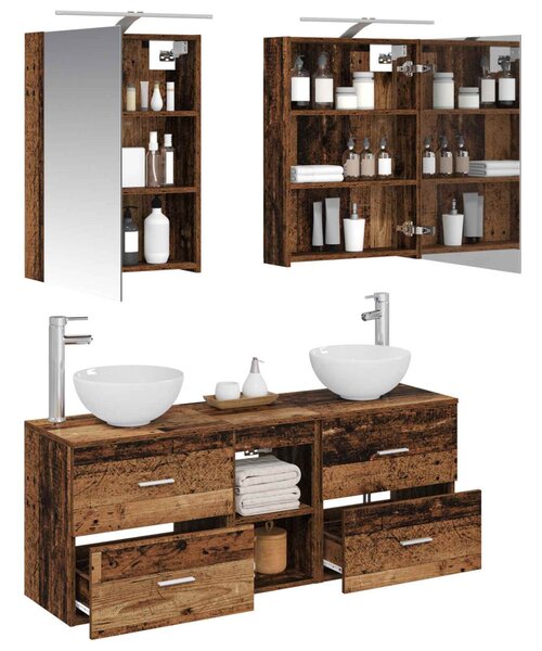 Fürdőszobai Szekrény Szett 5 pcs Antik Fa 50 x 14,5 x 70 cm